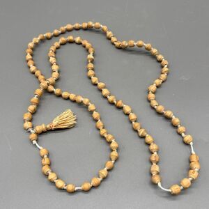 Mala Prayer Beads Hand Knotted Vintage Wood Rosary Tassel Yoga Meditation India